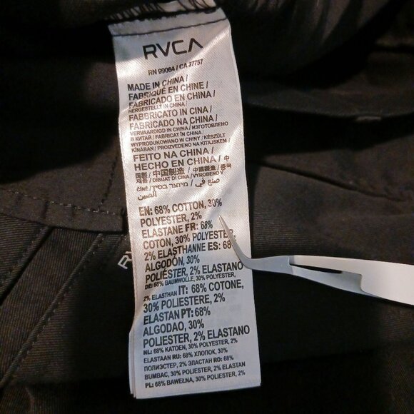 RVCA Black Flat Front Men's Shorts - Picture 6 of 6
